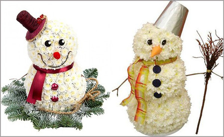 Cắm hoa tạo hình người tuyết cùng đón Giáng sinh an lành
