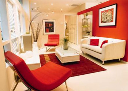 Phòng khách mùa đông ấm áp với gam màu đỏ 3