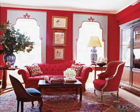Phòng khách mùa đông ấm áp với gam màu đỏ 5