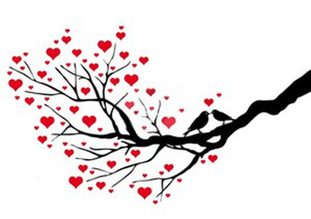 Lãng Mạn Valentine Với Bức Tranh Đôi Chim Tình Nhân Trên Cành Cây Tình Yêu