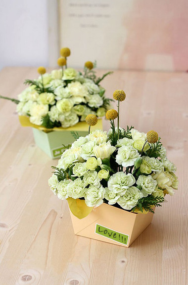 Cắm hoa cẩm chướng với hộp giấy thật đẹp 1