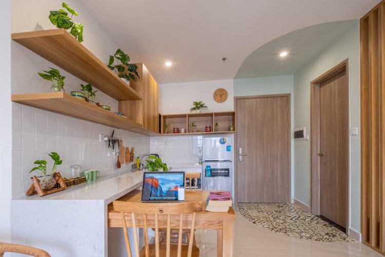 Phòng bếp 1 Căn hộ 40 m2 2 phòng ngủ nhỏ đẹp